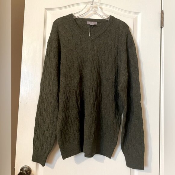 Daniel Cremieux 100% Alpaca Wool Cable Knit Fisherman Sweater Mens XL Green Peru - Picture 8 of 9